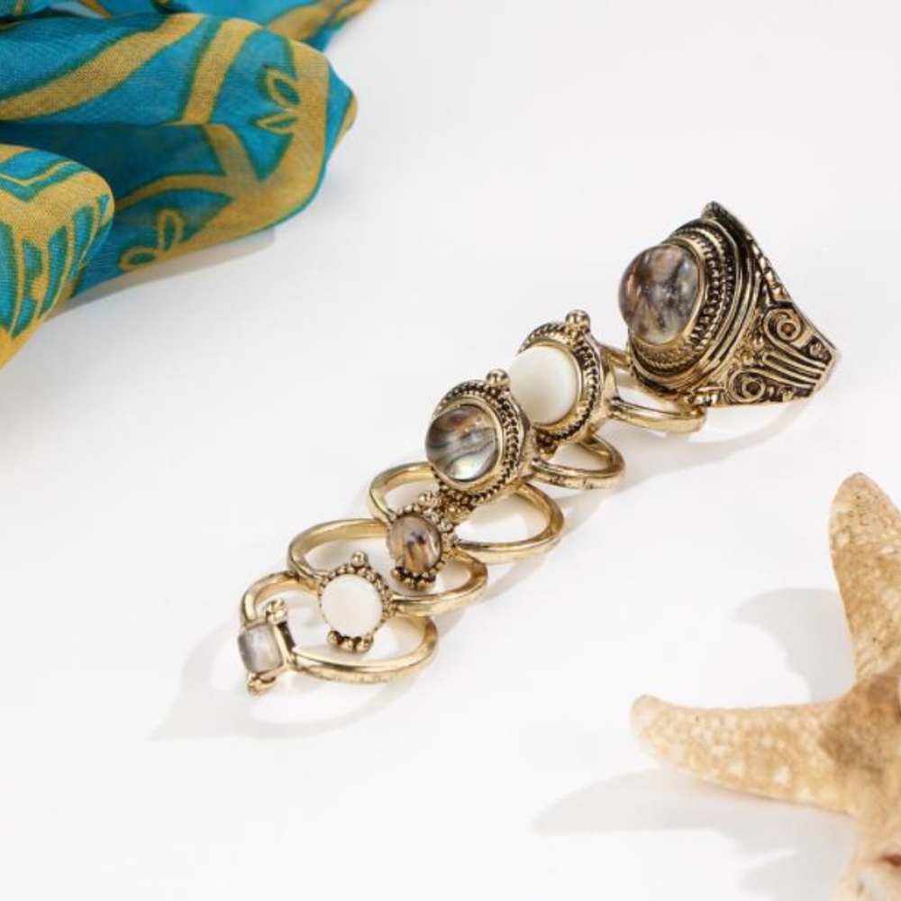NEW 6pc vintage gold ring set - Picture 4 of 7